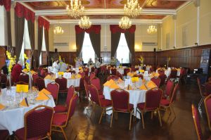 The view of the Ruby Room set up for lunch